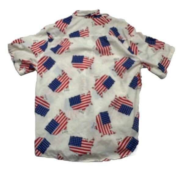 VATPAVE Mens Size XL‎ Hawaiian Shirts America Red White Blue Button Short Sleeve - Picture 6 of 6